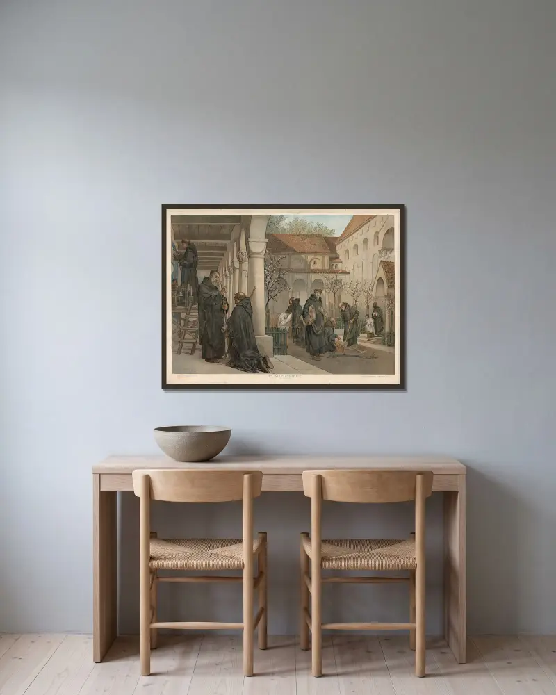 V klášterní dvoře (X. století), Adolf Lehmann v rámu na stěně