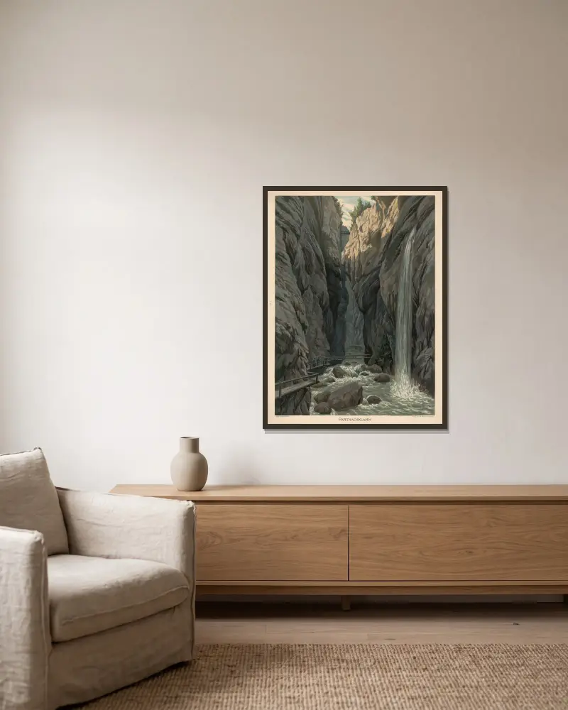 Partnachklamm von Adolf Lehmann gerahmt an einer Wand