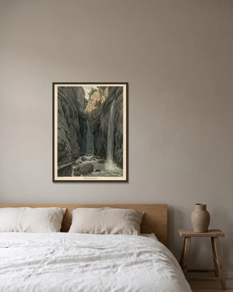 Partnachklamm von Adolf Lehmann gerahmt an einer Wand