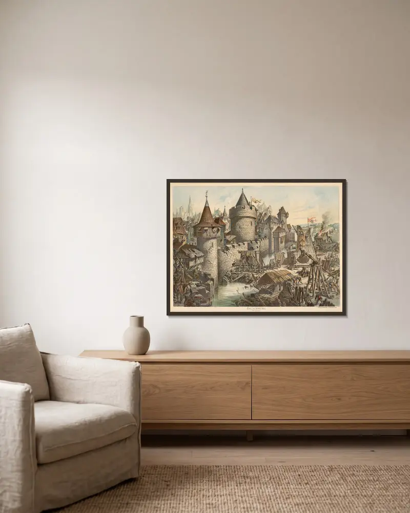 Belagerung von Adolf Lehmann gerahmt an einer Wand