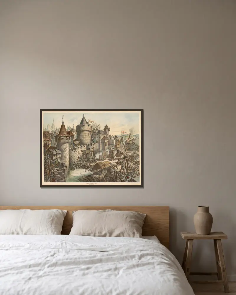 Belagerung von Adolf Lehmann gerahmt an einer Wand