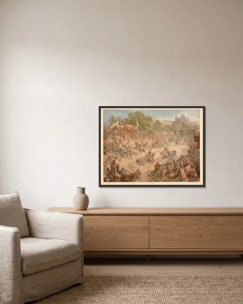Turnier, 13. Jahrhundert von Adolf Lehmann gerahmt an einer Wand