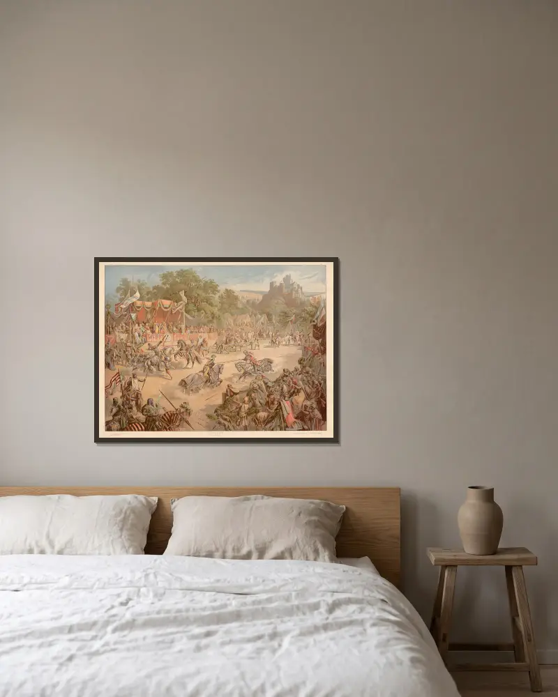 Turnier, 13. Jahrhundert von Adolf Lehmann gerahmt an einer Wand