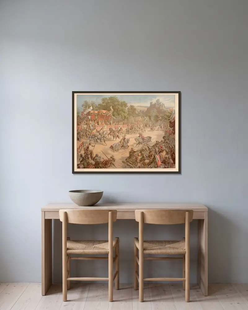 Turnier, 13. Jahrhundert von Adolf Lehmann gerahmt an einer Wand