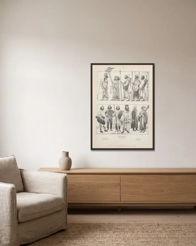 Persia Antiquity av Adolf Rosenberg inramad på en vägg