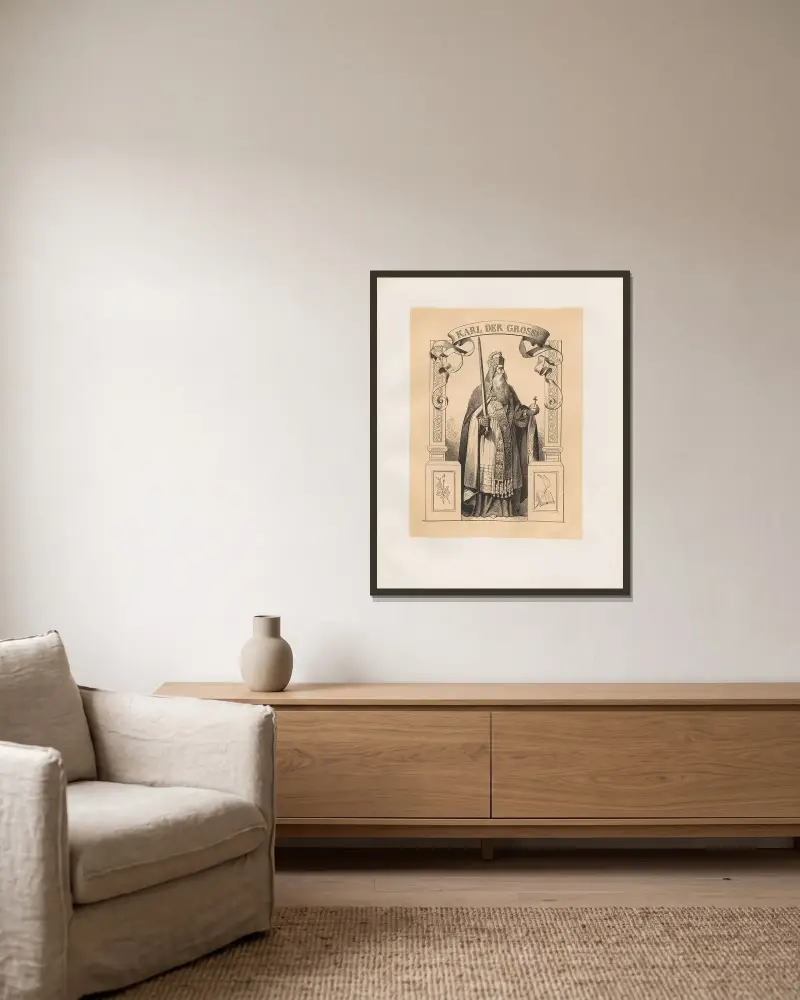 Karl den store av Adolf Schrödter inramad på en vägg