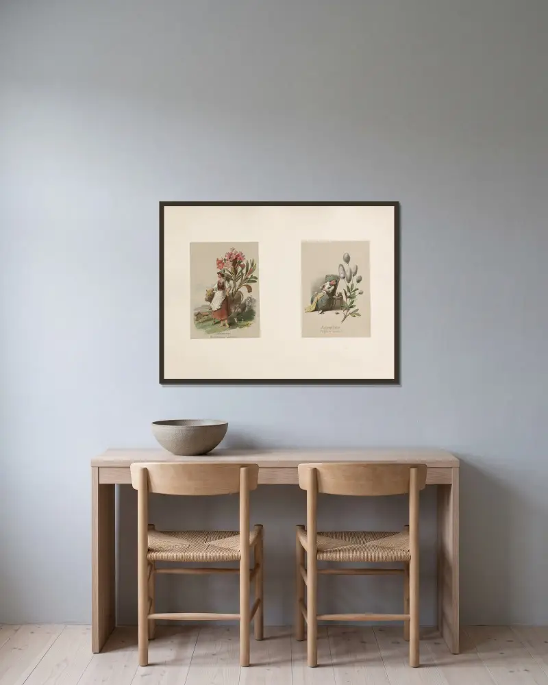 Studien zur Aquarell-Malerei Pl.07 av Adolf Schrödter inramad på en vägg