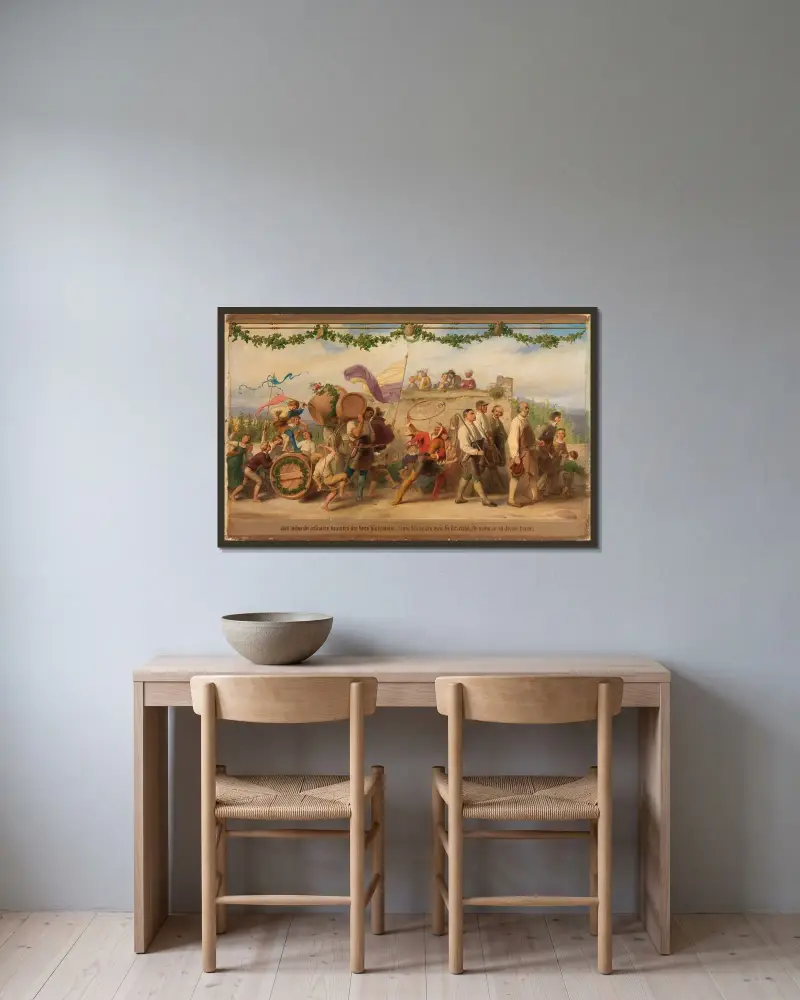 Konungens vin triumf, bild 3 av Adolf Schrödter inramad på en vägg