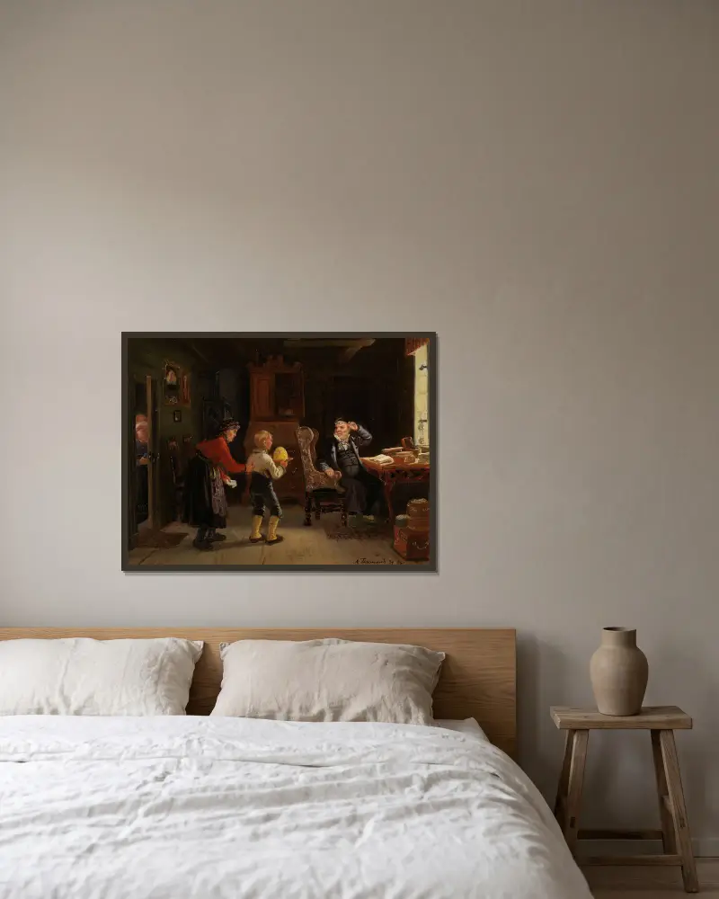 Vorbereitung auf die Konfirmation von Adolph Tidemand gerahmt an einer Wand