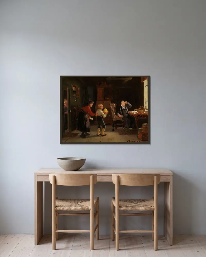 Vorbereitung auf die Konfirmation von Adolph Tidemand gerahmt an einer Wand