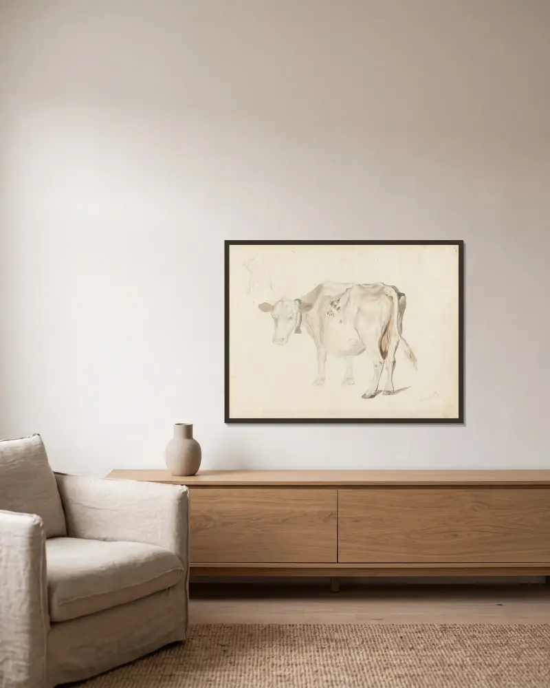Bjelleku, Sauland av Adolph Tidemand inramad på en vägg