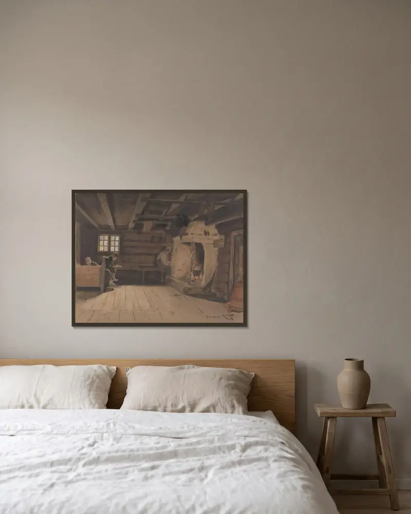 Bauernstube, Ringnes von Adolph Tidemand gerahmt an einer Wand