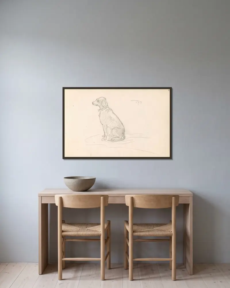 Hund von Adolph Tidemand gerahmt an einer Wand