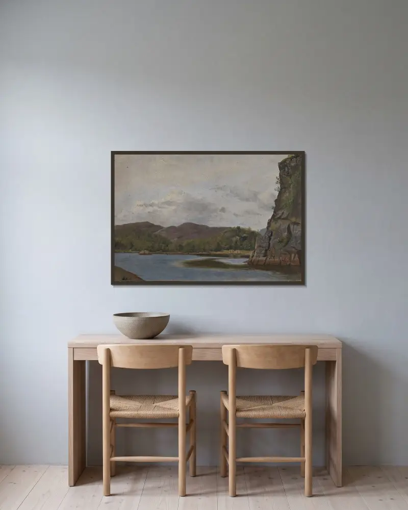 Från kusten nära Mandal av Adolph Tidemand inramad på en vägg