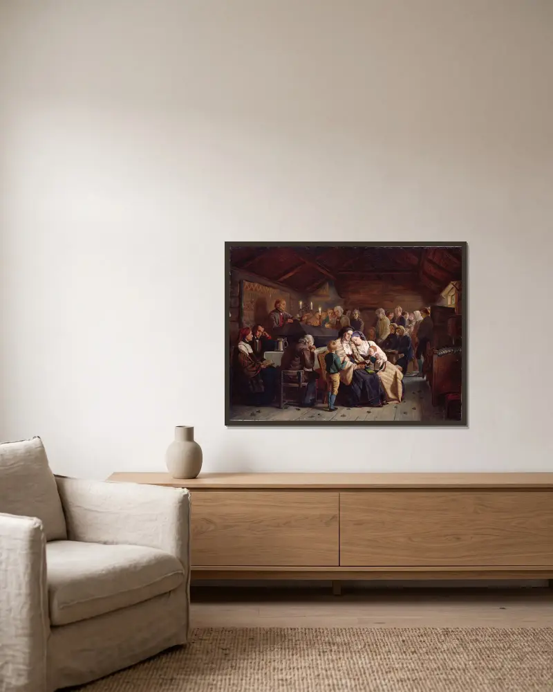 Grabmahl von Adolph Tidemand gerahmt an einer Wand