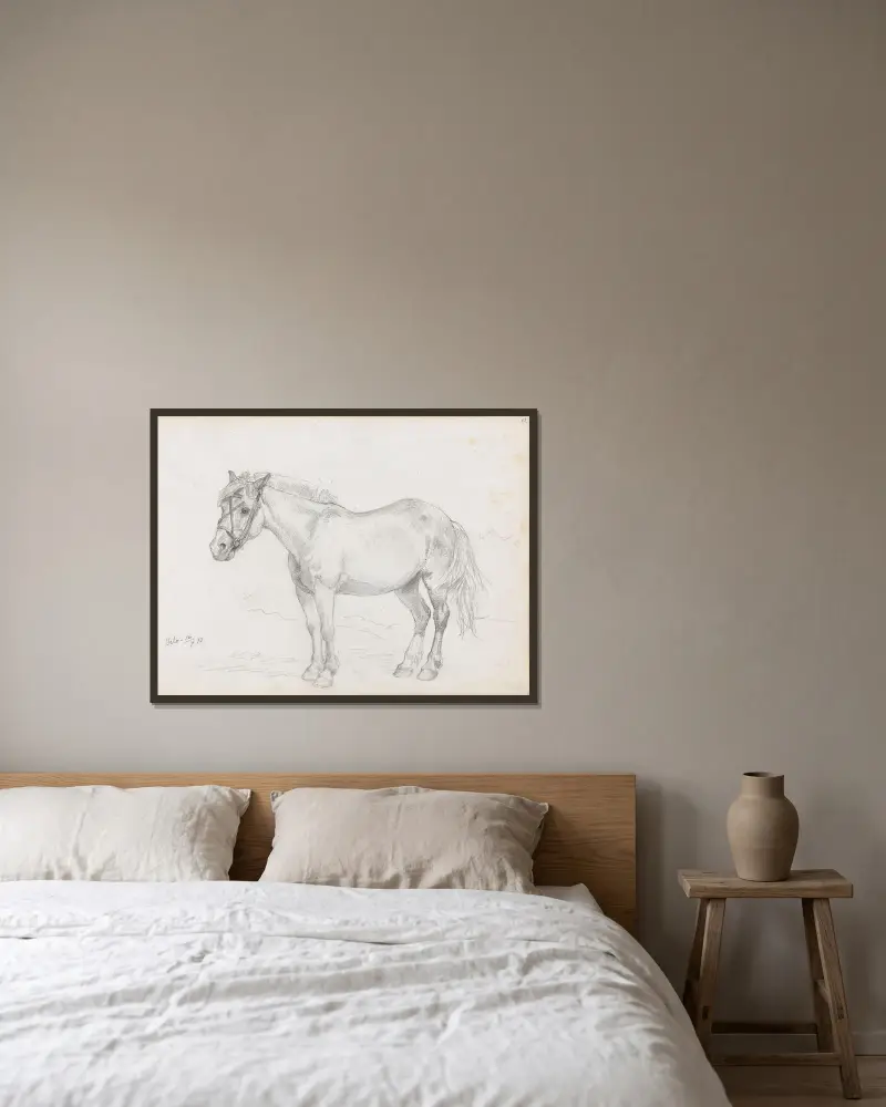 Pferd, Velo von Adolph Tidemand gerahmt an einer Wand
