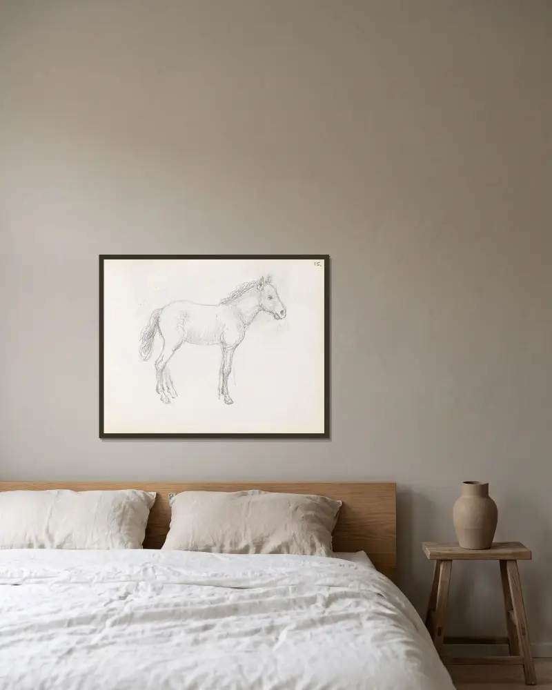 Pferdestudie von Adolph Tidemand gerahmt an einer Wand