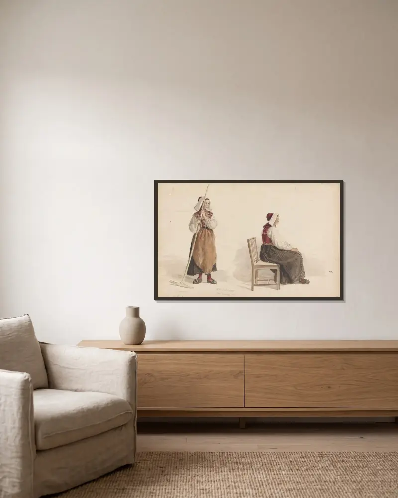 Kari Andersdatter, Dalarne von Adolph Tidemand gerahmt an einer Wand