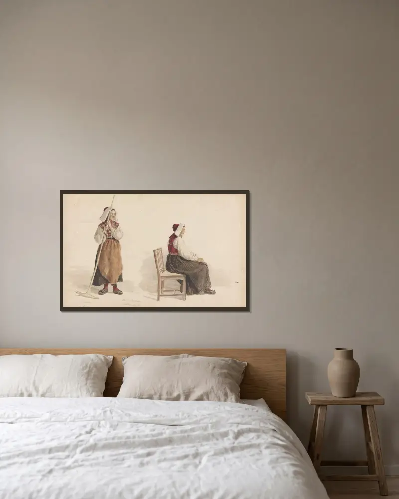 Kari Andersdatter, Dalarne von Adolph Tidemand gerahmt an einer Wand