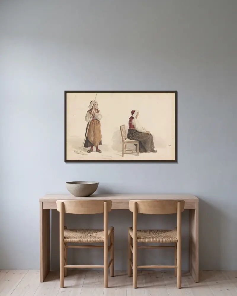 Kari Andersdatter, Dalarne von Adolph Tidemand gerahmt an einer Wand