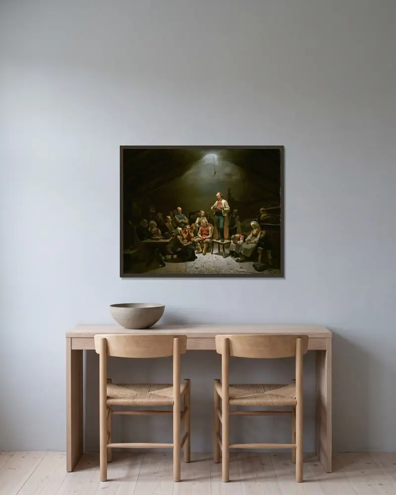 Low Church Devotion av Adolph Tidemand inramad på en vägg
