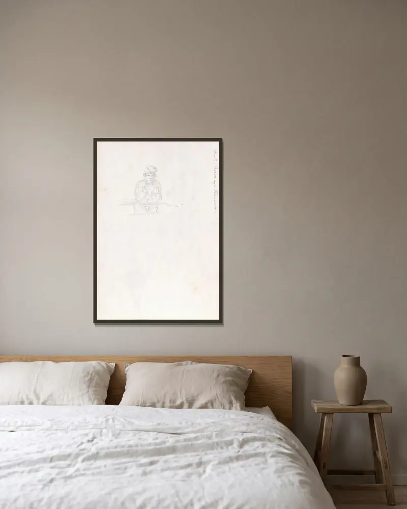 Männerfigur von Adolph Tidemand gerahmt an einer Wand