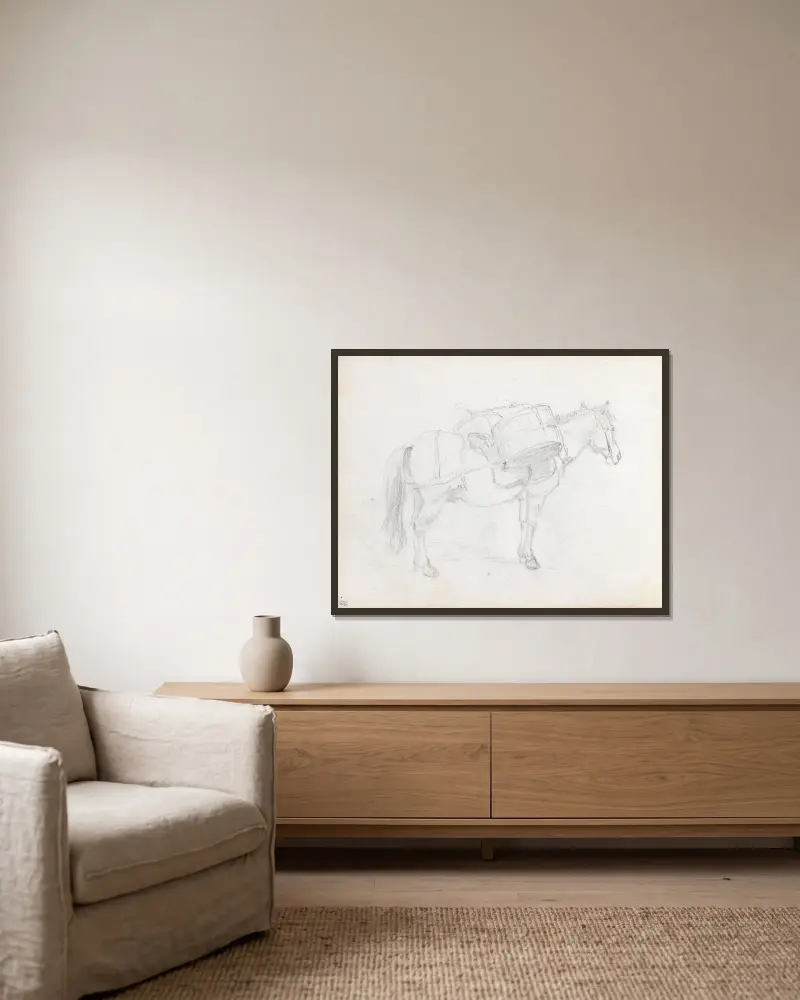 Packpferd von Adolph Tidemand gerahmt an einer Wand