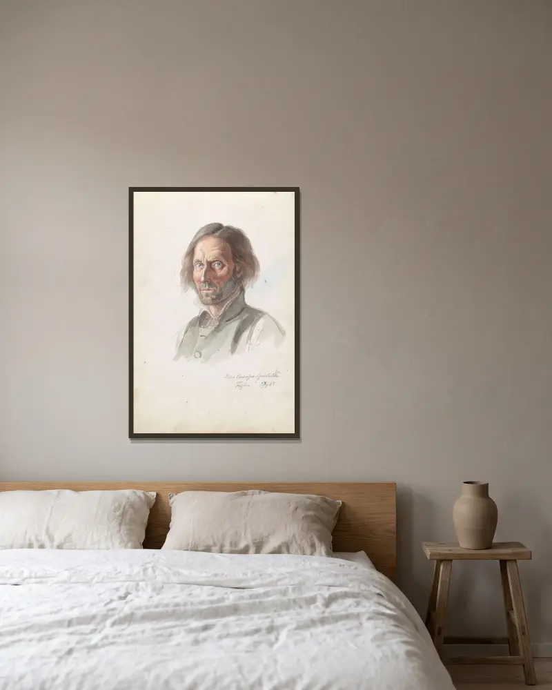 Peder Endresen Kvashiller av Adolph Tidemand inramad på en vägg