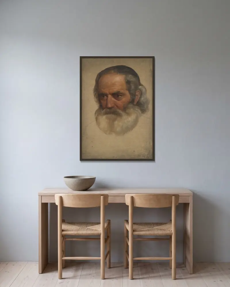 Portrait Study of an old Man av Adolph Tidemand inramad på en vägg