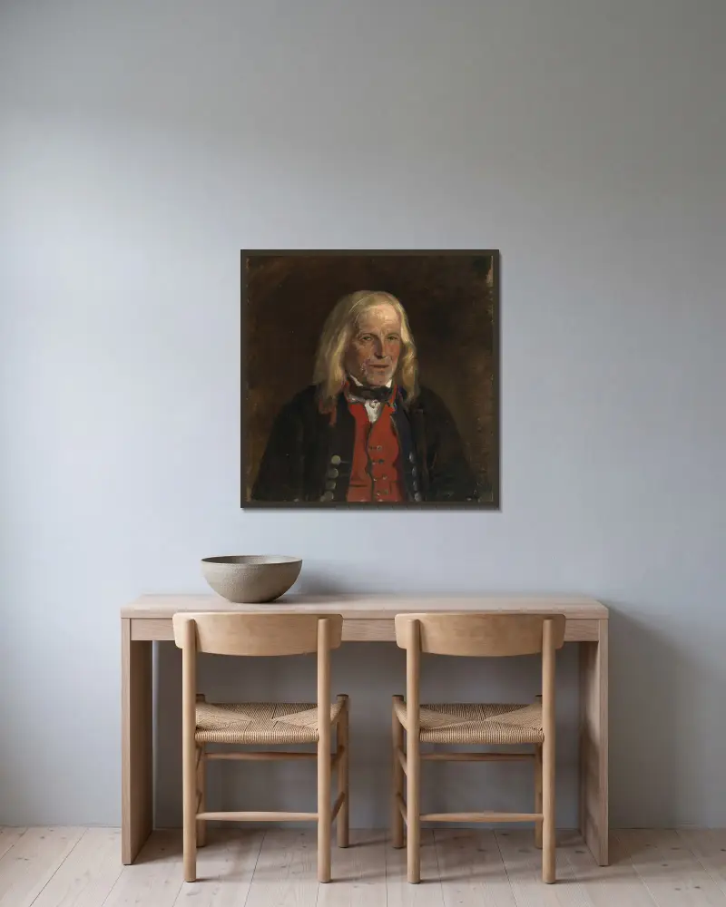Portrait Study of the Farmer Jan Sandve av Adolph Tidemand inramad på en vägg
