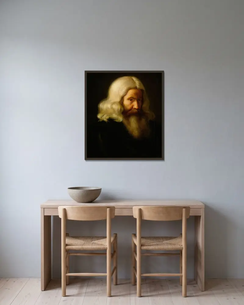 Studie av en gammal man av Adolph Tidemand inramad på en vägg