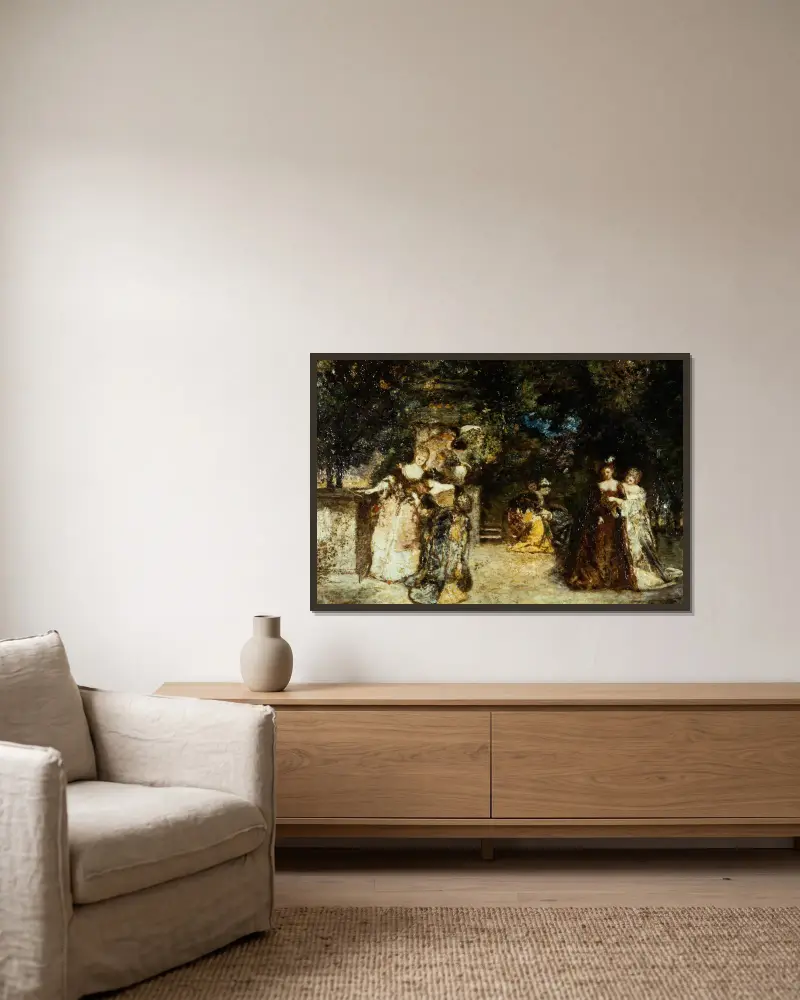 Gartenfest von Adolphe Monticelli gerahmt an einer Wand