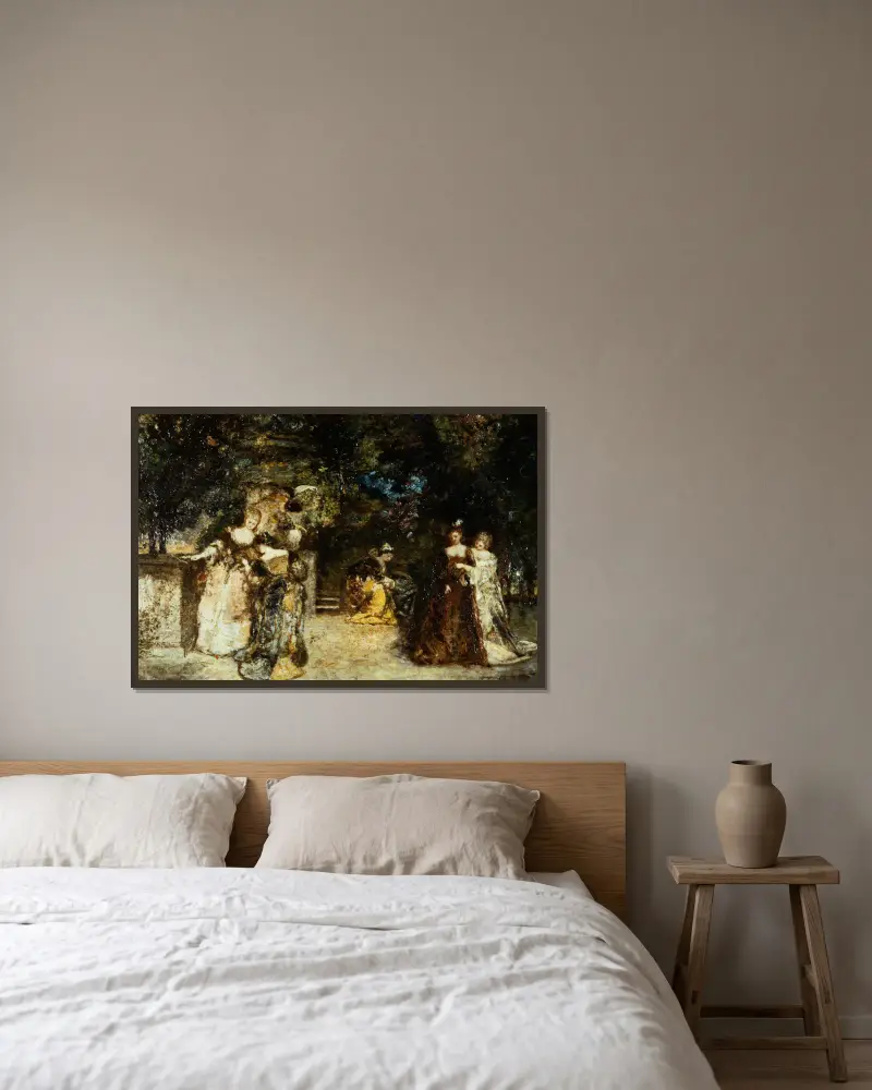 Gartenfest von Adolphe Monticelli gerahmt an einer Wand
