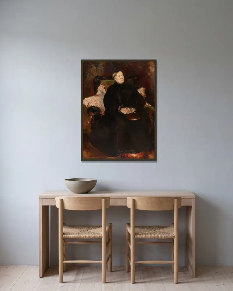 Porträtt av en dam av Adolphe Monticelli inramad på en vägg