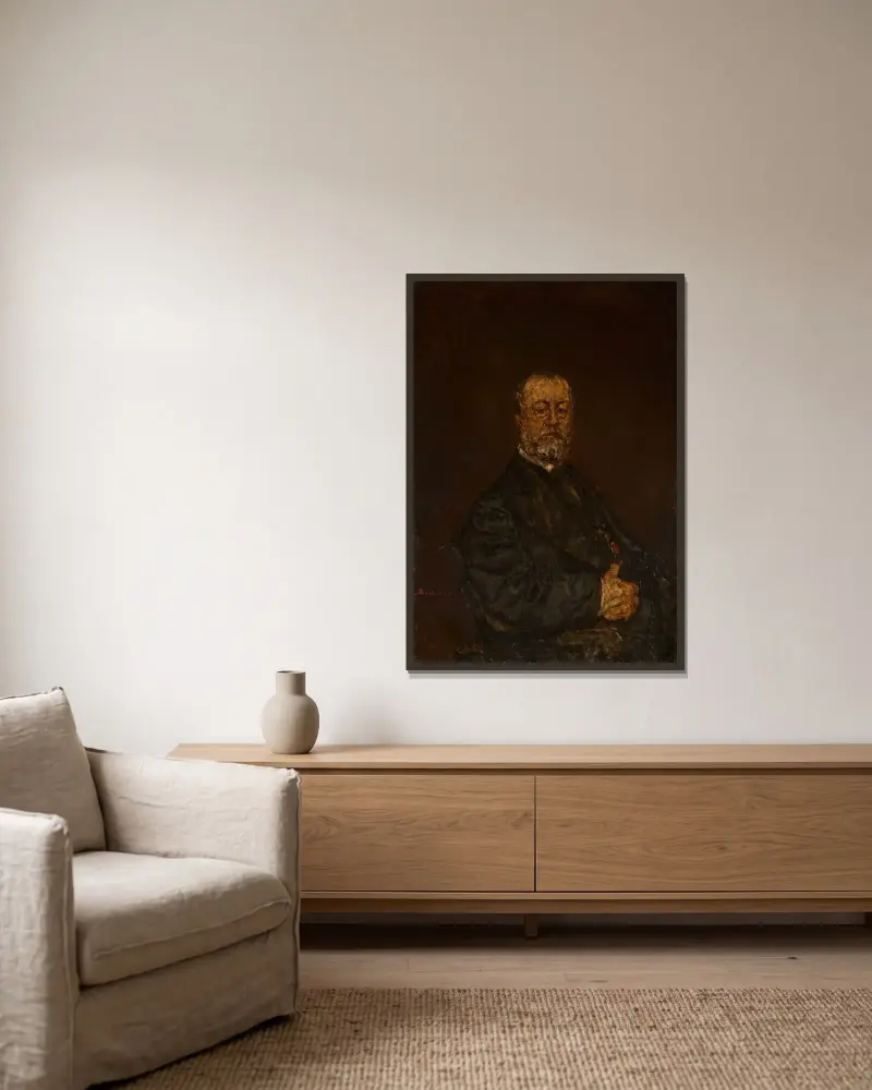 Porträtt av Monsieur Rouland av Adolphe Monticelli inramad på en vägg