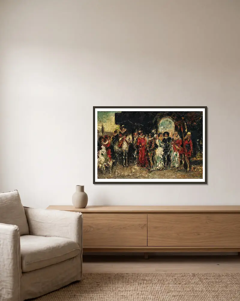 Szene aus Faust von Adolphe Monticelli gerahmt an einer Wand