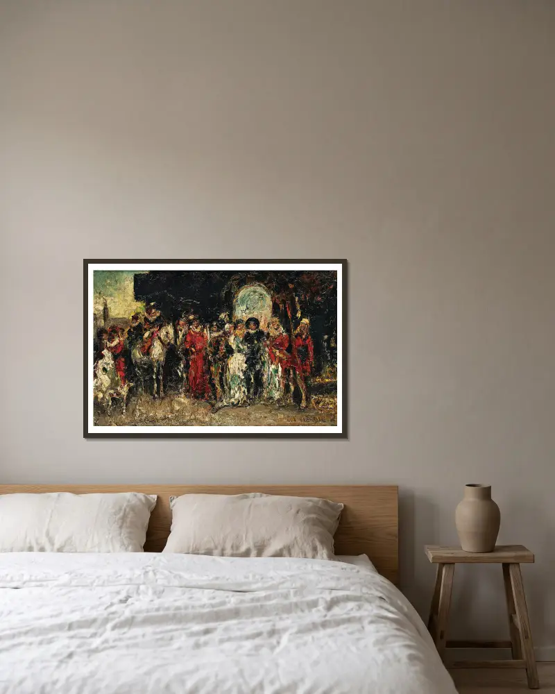 Szene aus Faust von Adolphe Monticelli gerahmt an einer Wand