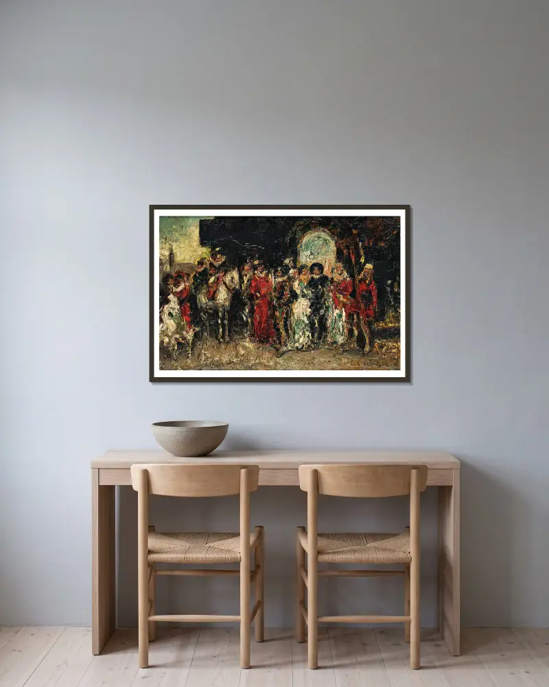 Szene aus Faust von Adolphe Monticelli gerahmt an einer Wand