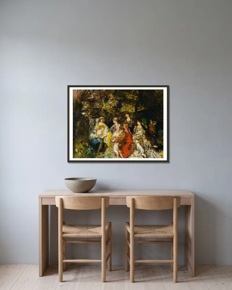Das Dekameron von Adolphe Monticelli gerahmt an einer Wand