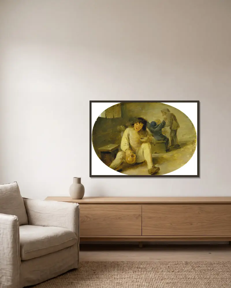 Opilý sedlák, Adriaen Brouwer v rámu na stěně