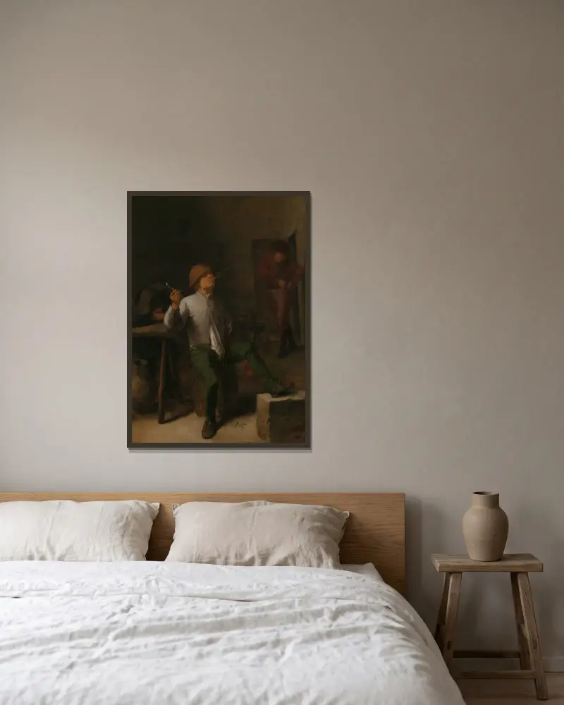 Der Raucher von Adriaen Brouwer gerahmt an einer Wand