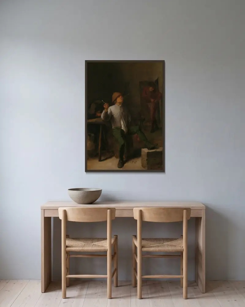 Der Raucher von Adriaen Brouwer gerahmt an einer Wand