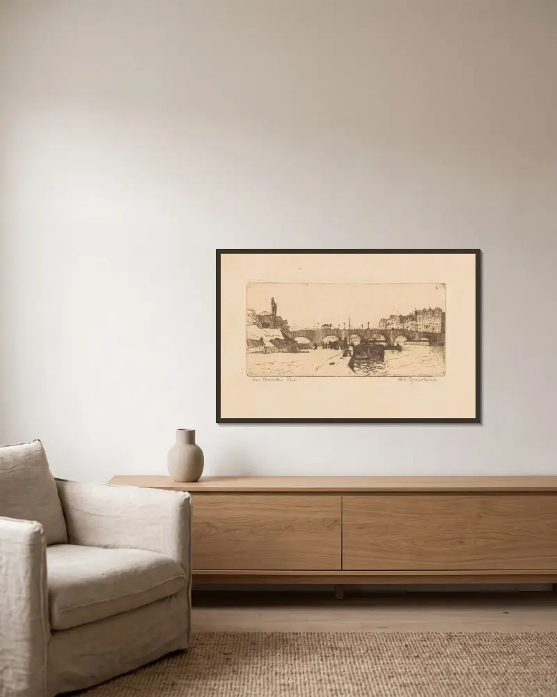 Pont de la Tournelle i Paris av Willem Adrianus Grondhout inramad på en vägg