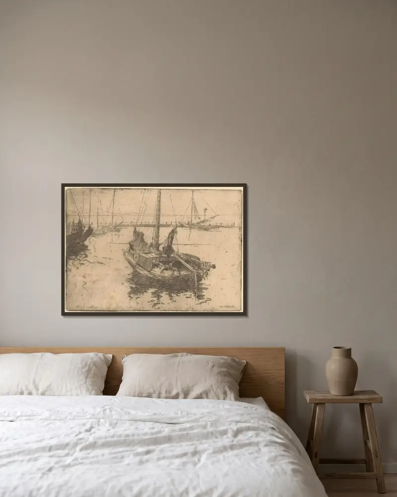 Schiffe im Hafen von Volendam von Willem Adrianus Grondhout gerahmt an einer Wand