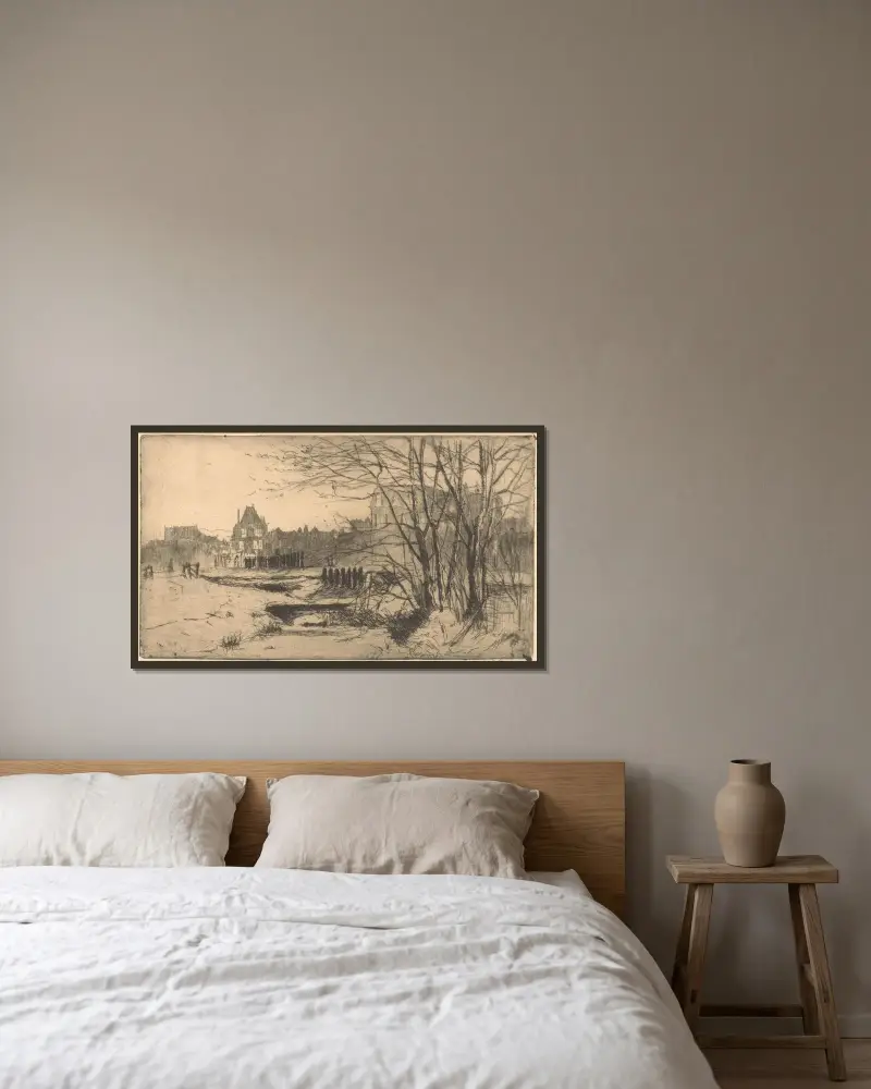 Sloot in de Binckhorst in Den Haag av Willem Adrianus Grondhout inramad på en vägg