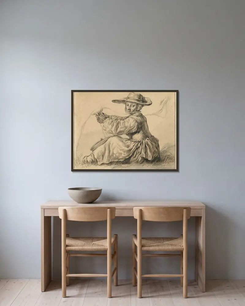 Eine Milchmagd von Aelbert Cuyp gerahmt an einer Wand