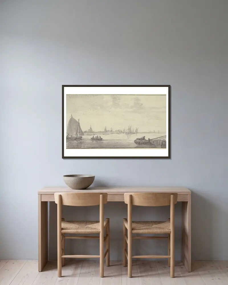 Ansicht von Willemstad, Gemeinde Moerdijk von Aelbert Cuyp gerahmt an einer Wand