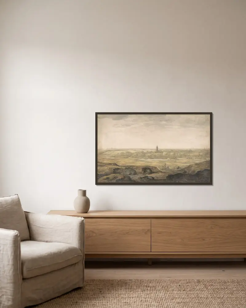 Landscape av Aelbert Cuyp inramad på en vägg