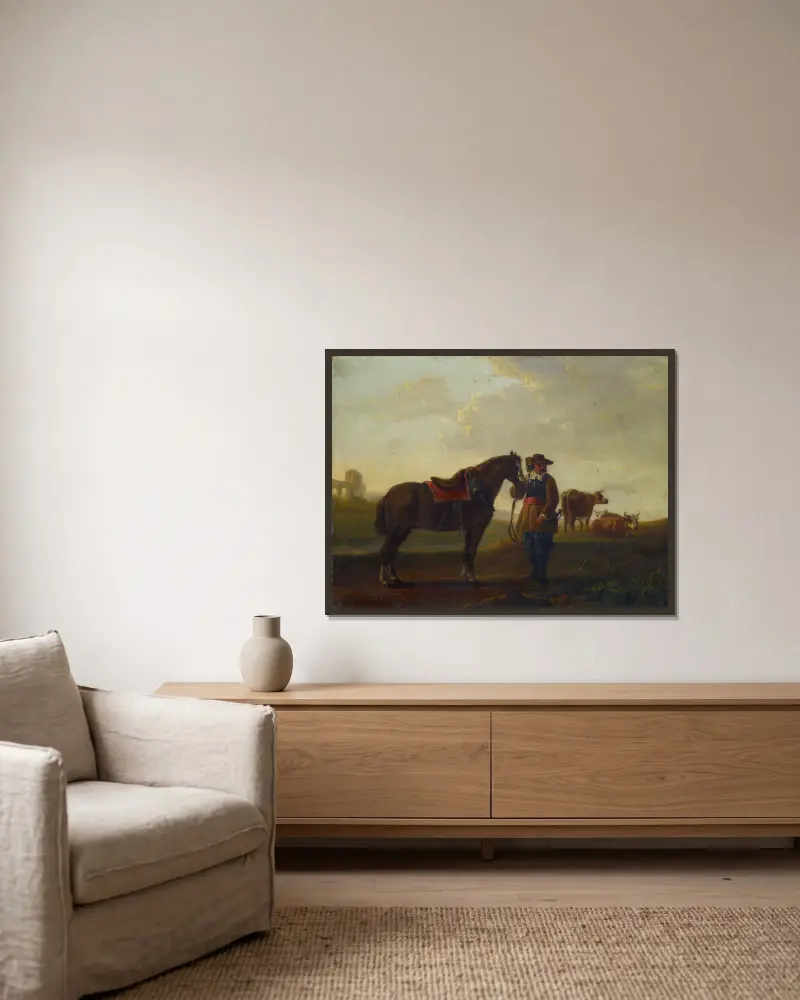 Officer with Horse av Aelbert Cuyp inramad på en vägg