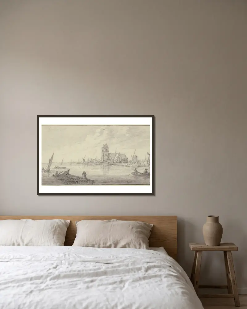Rafters off Dordrecht av Aelbert Cuyp inramad på en vägg